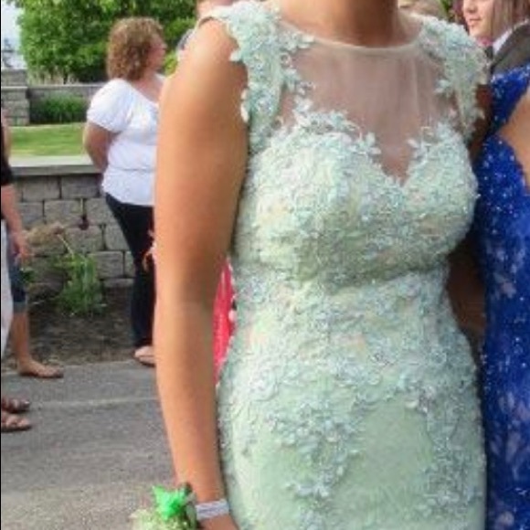 Rachel Allen Prom Dress Green Sparkles - Picture 4 of 6